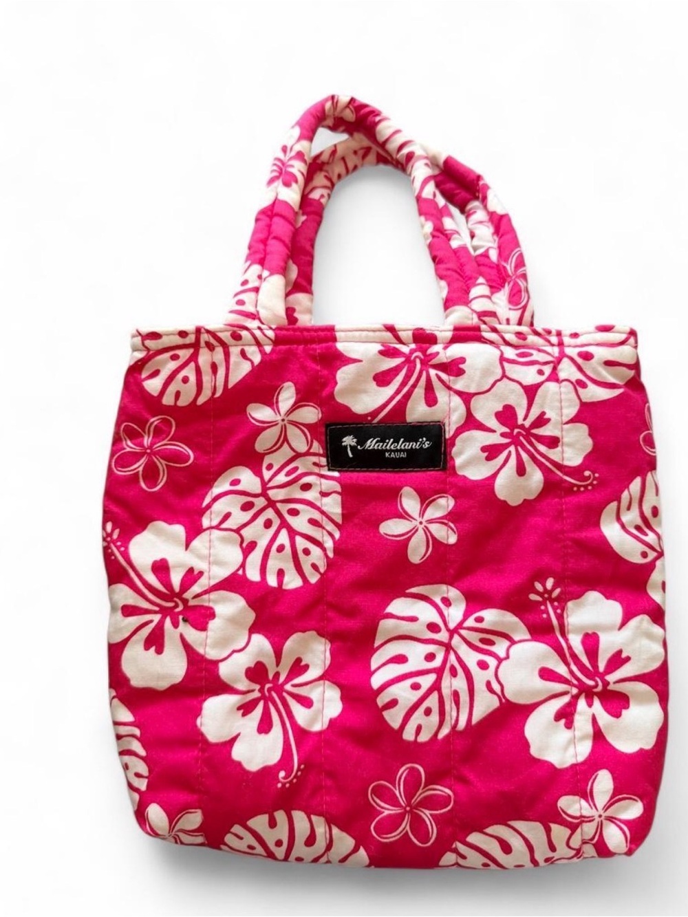 Pink Floral Quilted Tote Bag